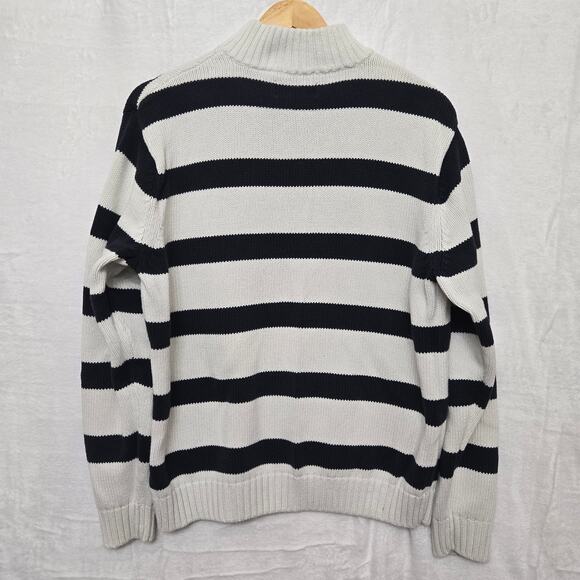 Chaps Mens Y2K Preppy Classic Heritage Striped Quarter Zip Cotton Knit Sweater L - Picture 6 of 11